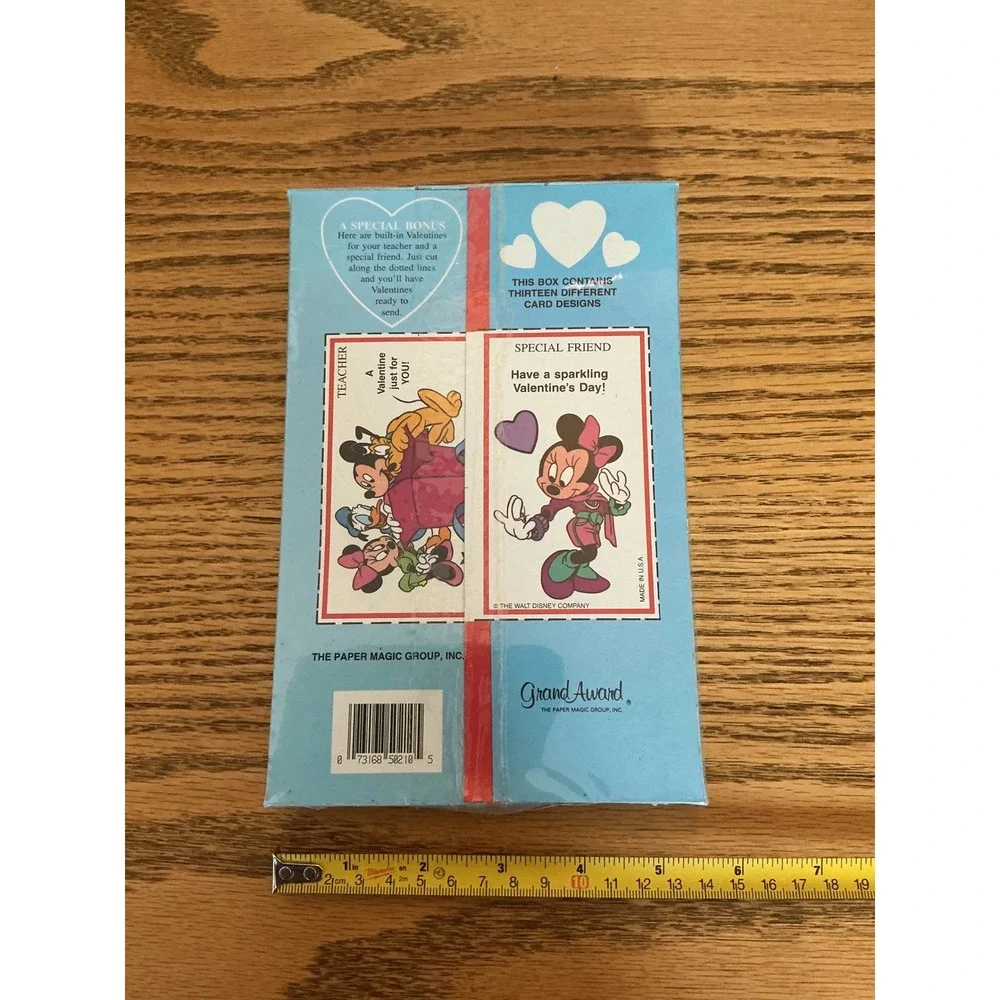 Vintage Disney Mickey Minnie Mouse Valentines Cards Box Grand Award Paper Magic